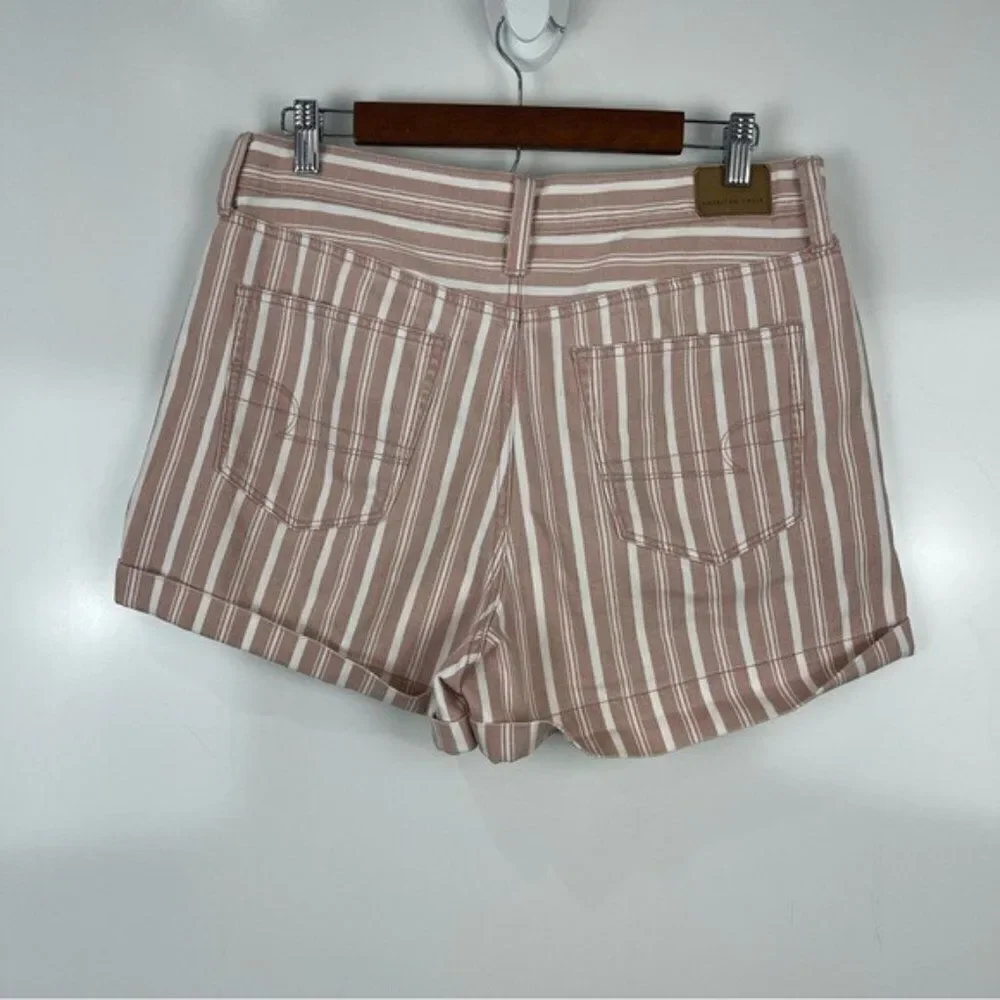 American Eagle Outfitters Striped Denim Mom Shorts Women's Size 12 Regular